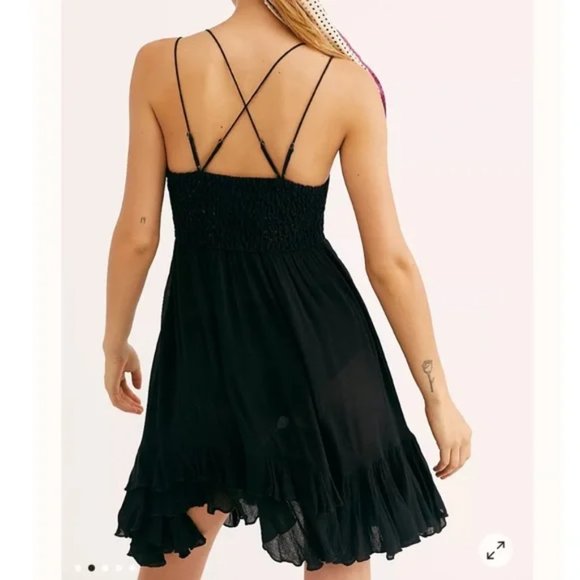 Free People One Adella Slip Dress NWT Black - Picture 3 of 8
